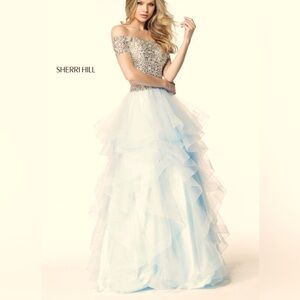 Sherri Hill Two Piece Ivory Beaded Gown Size 0 Style 51272